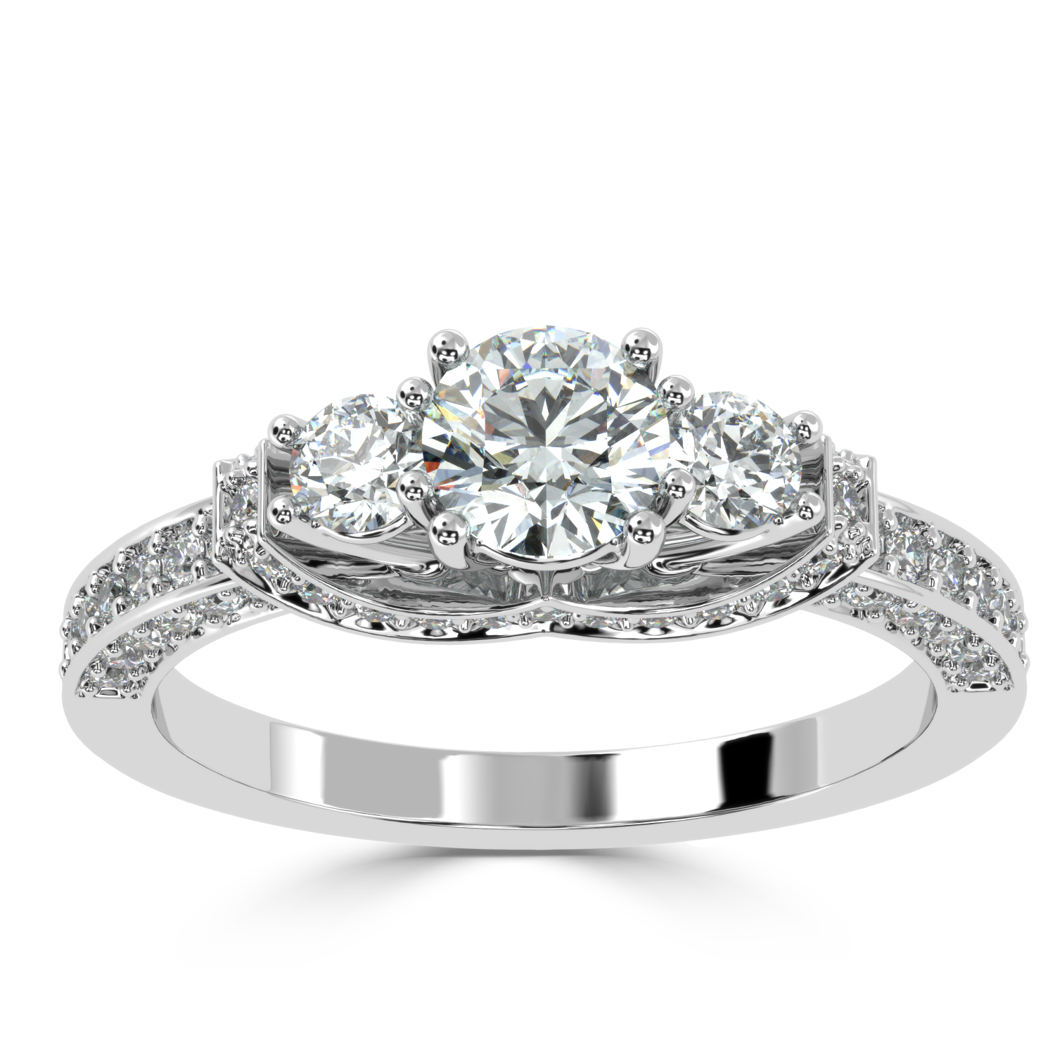 Buy 1.04Ct Three-stone Natural Diamond Ring | SolitaireKart